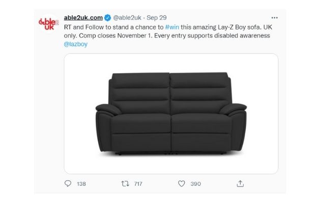 Sofa giveaway raises awareness of disabilities image